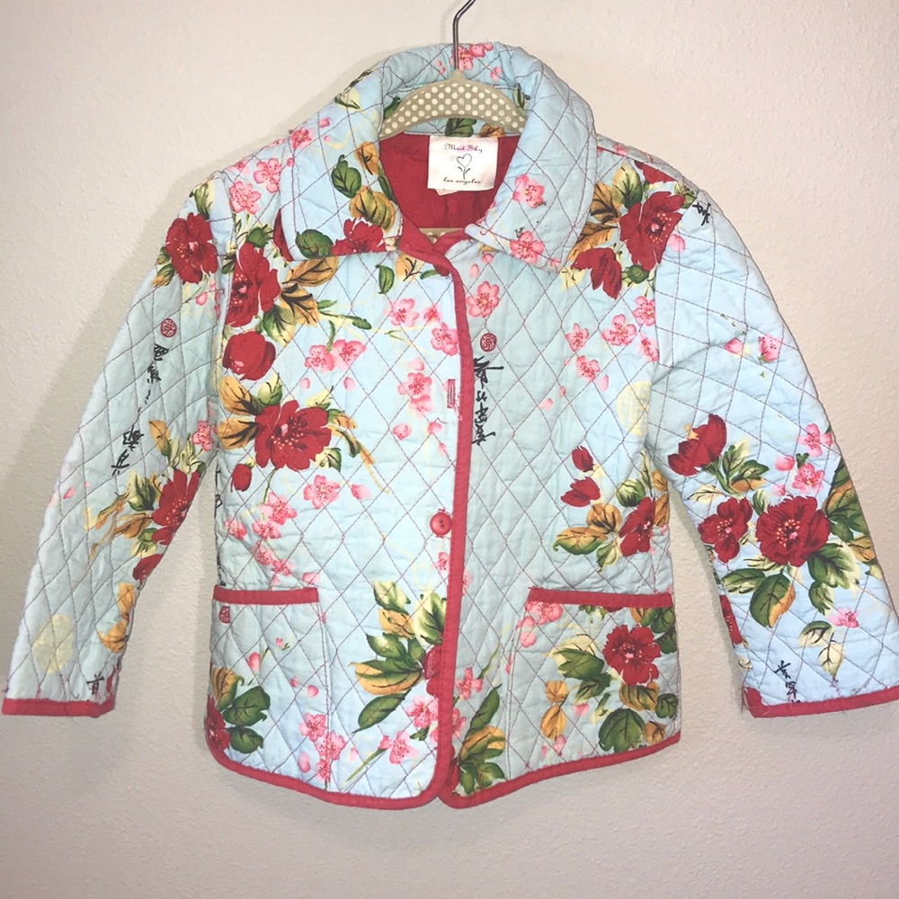 Mad Sky Quilted jacket blue floral 12m